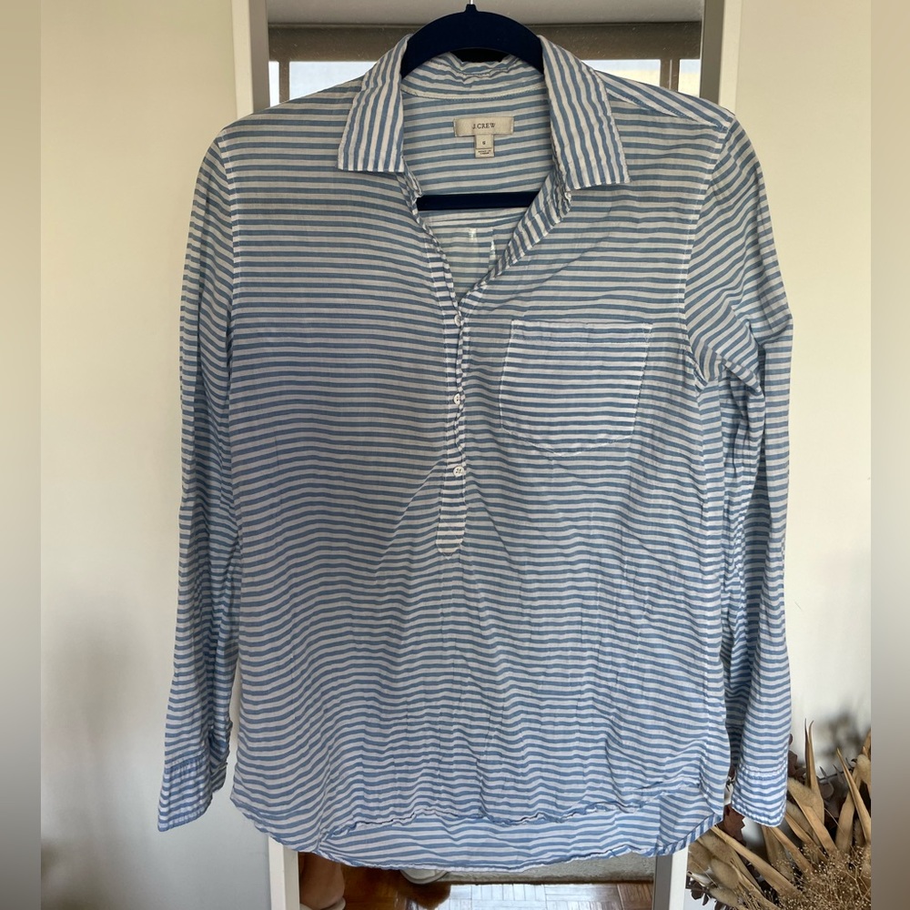 J Crew Striped Tunic Botton Up Top